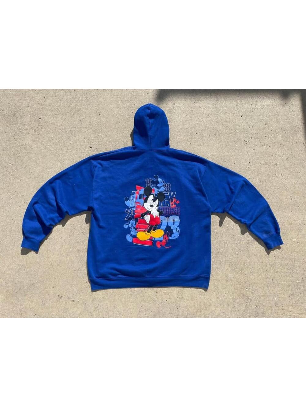 Vintage Disney Mickey Mouse Blue Full-Zip Hoodie 90's Faded